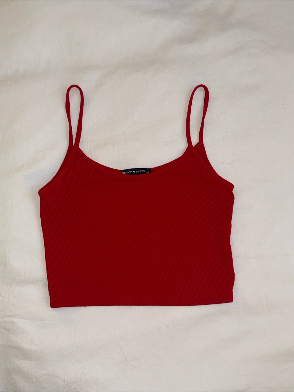 Brandy Melville Red Ribbed Cropped Camisole